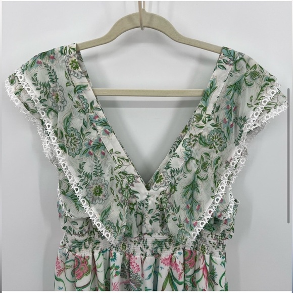 New House of Harlow Patchwork Floral Print V Neck Tiered Maxi Dress🌸 Large NWOT - Picture 8 of 14